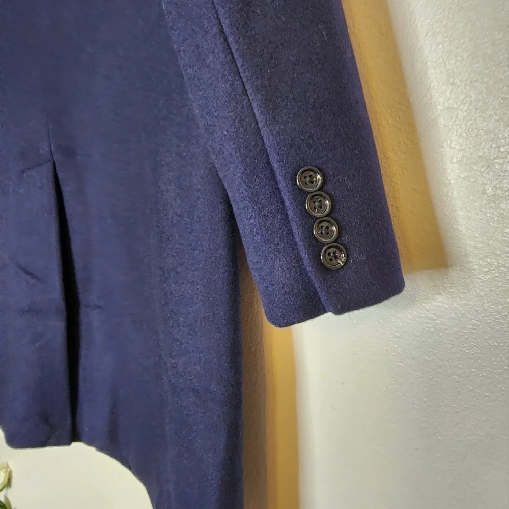 J. Crew Thompson Topcoat Navy Wool Winter Office Elegant Mens Luxury Preppy